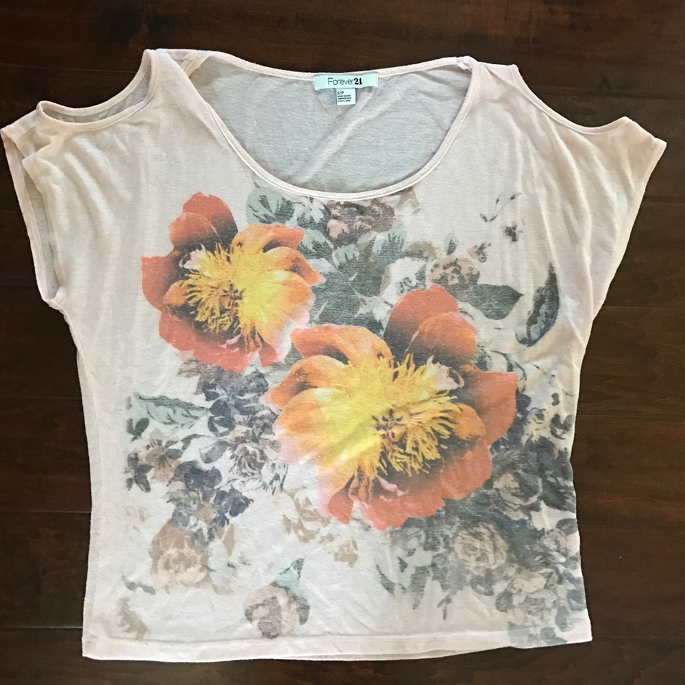 Floral cold shoulder top